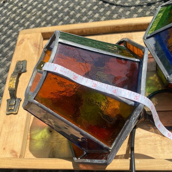 36-(VHD) Vintage. Stained Glass. Hanging. Lamps. - Picture 9 of 10